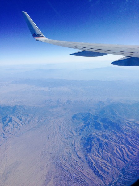 Out the window while over the Grand Canyon.
