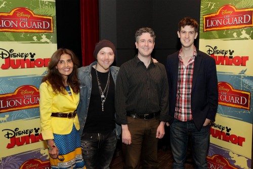 (l-R) Sarah Mirza (Author and Swahili expert), Beau Black (singer/songwriter), Ford Riley (Executive Producer), Christopher Willis (Composer). Photo Credit: Disney Channel/Rick Rowell