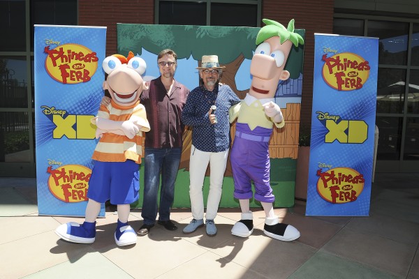 PHINEAS AND FERB - "Phineas and Ferb" creators and executive producers Dan Povenmire and Jeff "Swampy" Marsh at a screening event to promote the "Last Day of Summer" in Burbank California on Monday, June 8. "Phineas and Ferb: Last Day of Summer," premieres Friday, June 12 at 9:00 p.m. ET/PT as a simulcast on Disney XD and Disney Channel. (Disney XD/Valerie Macon) PHINEAS, DAN POVENMIRE (CO-CREATOR/EXECUTIVE PRODUCER, "PHINEAS AND FERB"), JEFF "SWAMPY" MARSH (CO-CREATOR/EXECUTIVE PRODUCER, "PHINEAS AND FERB"), FERB