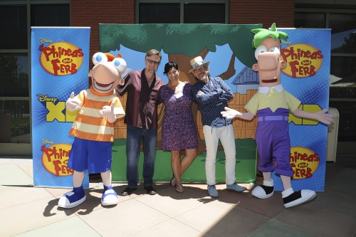 PHINEAS AND FERB - "Phineas and Ferb" creators and executive producers Dan Povenmire and Jeff "Swampy" Marsh at a screening event to promote the "Last Day of Summer" in Burbank California on Monday, June 8. "Phineas and Ferb: Last Day of Summer," premieres Friday, June 12 at 9:00 p.m. ET/PT as a simulcast on Disney XD and Disney Channel. (Disney XD/Valerie Macon) PHINEAS, DAN POVENMIRE (CO-CREATOR/EXECUTIVE PRODUCER, "PHINEAS AND FERB"), JEFF "SWAMPY" MARSH (CO-CREATOR/EXECUTIVE PRODUCER, "PHINEAS AND FERB"), FERB