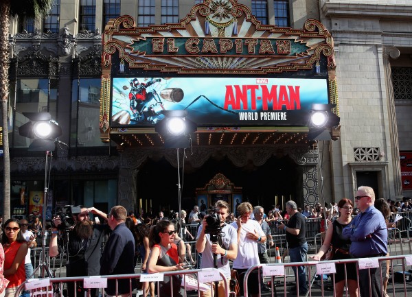 LOS ANGELES, CA - JUNE 29:  A view of the atmosphere at the world premiere of Marvel's "Ant-Man" at The Dolby Theatre on June 29, 2015 in Los Angeles, California.  (Photo by Jesse Grant/Getty Images for Disney)