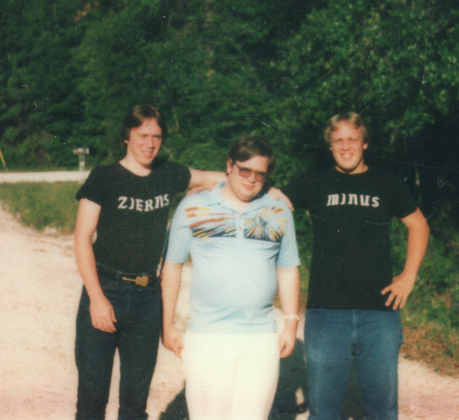 James on left, and brothers Kevin and Bruce "Note the Zierns shirt I wore ,was my nick name. that is where the name came from."