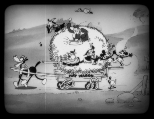 Mickey Mouse (voiced by Walt Disney himself), his favorite pal Minnie Mouse and a host of friends delight in a musical wagon ride in Walt Disney Animation Studios’ “Get A Horse!” The black-and-white, hand-drawn theatrical short opens in theaters in front of “Frozen” on Nov. 27, 2013.