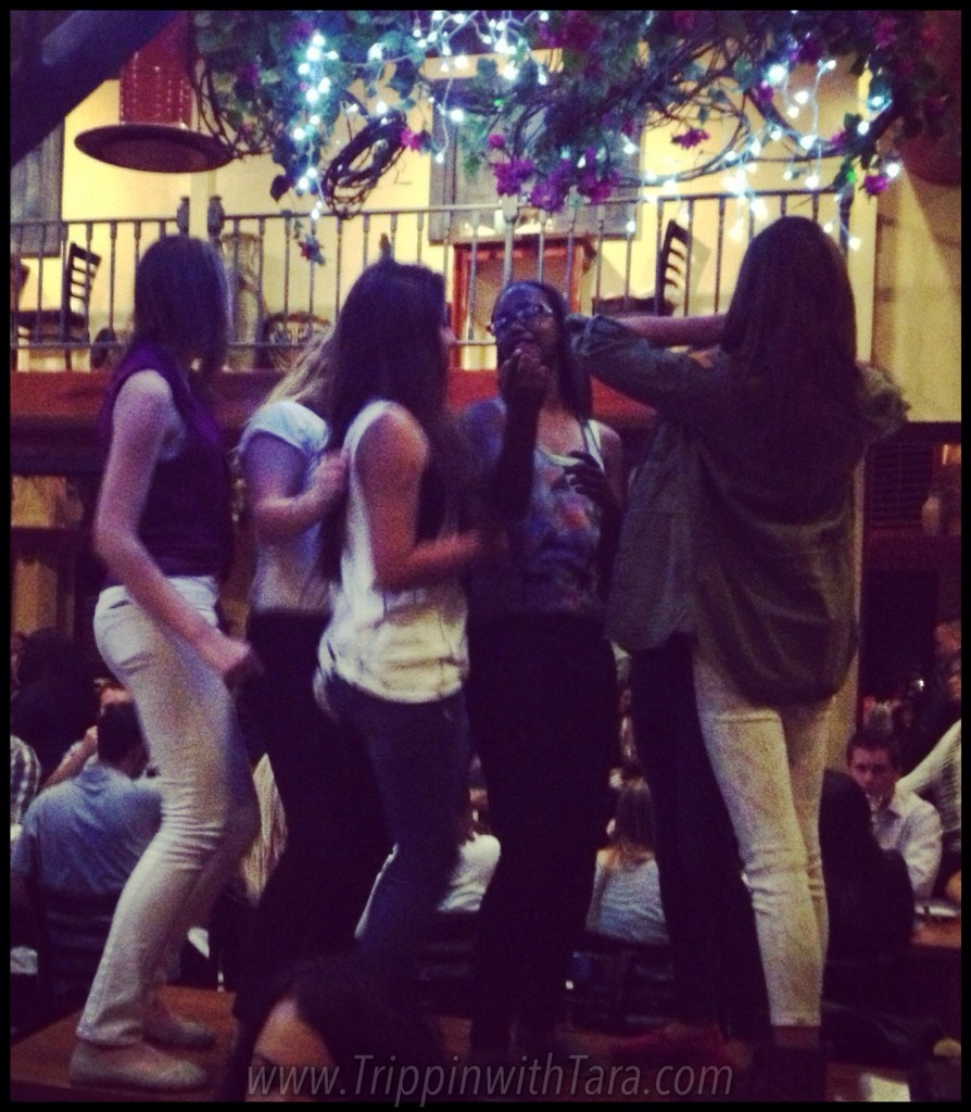 They dance on the tables! 