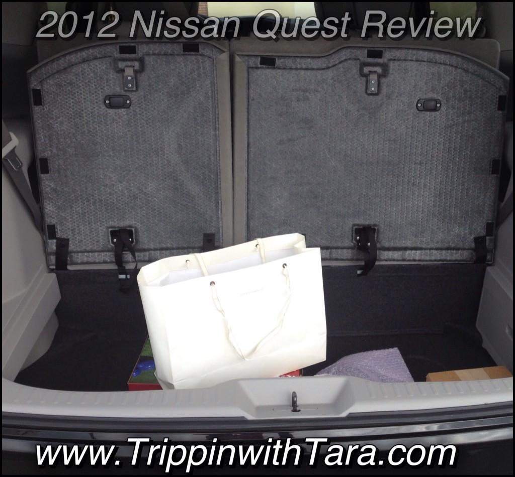 Huge trunk space in the 2012 Nissan Quest look at the extra compartment.