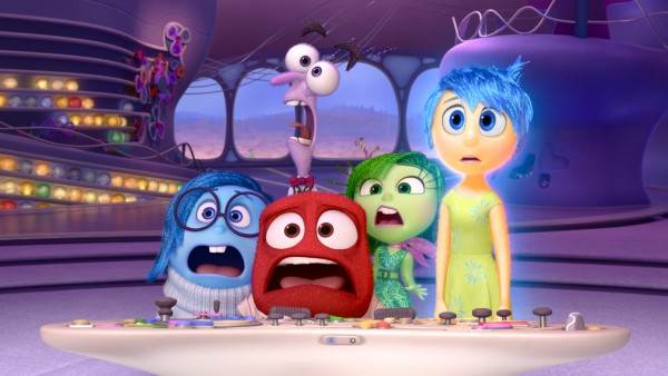 Pictured (L-R): Sadness, Fear, Anger, Disgust, Joy. ?2015 Disney?Pixar. All Rights Reserved.