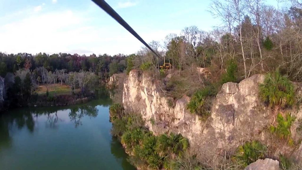 Zip Lining in Ocala Canyons in Florida in the forest with enormous lakes