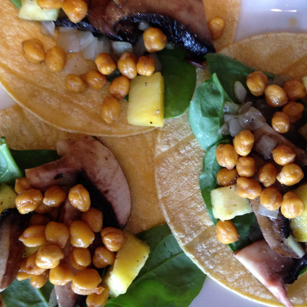 PINEAPPLE, PORTOBELLO TACOS WITH ROASTED CHICKPEAS: GLUTEN-FREE and VEGAN